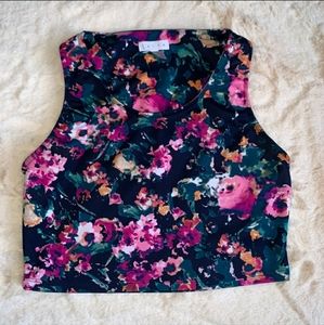 Leith Multi- colored mixed print crop top Size XS